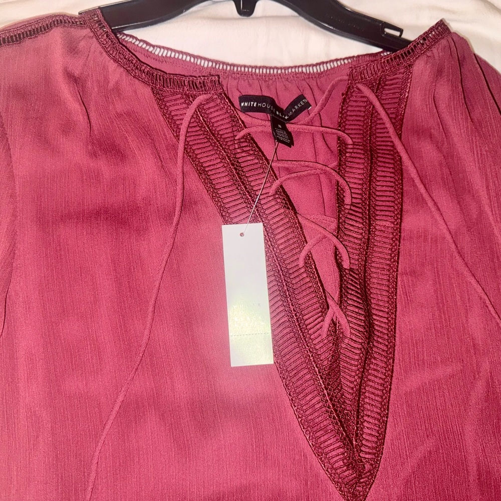 White House Black Market Burgundy-red Blouse, brand new with tag - Picture 3 of 7